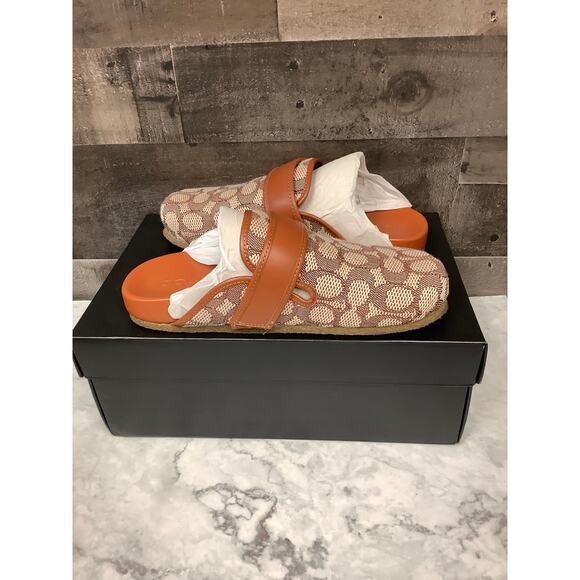 Coach Women's 7B Cocoa Amber Blake Clogs In Signature Textile Jacquard LB15-8 - Picture 4 of 9